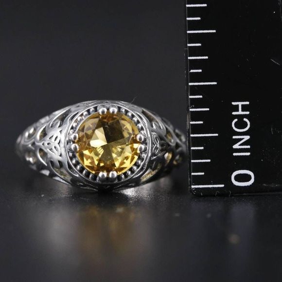 Citrine and Sterling Silver Ring Size 8 yellow cotrine November birthstone - Picture 2 of 4